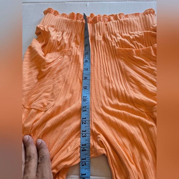Free People Movememt Orange Ribbed Wide Leg Pants Size Small - Picture 10 of 15
